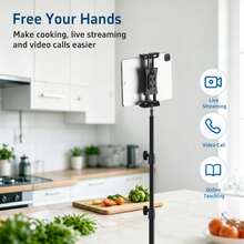 xnyocn 1.6-Meter Extendable And Adjustable Aluminum Alloy Universal Floor Stand For Phones And Tablets-Sturdy And Multifunctional For Live Streaming, Photography, And Watching Videos - View 6