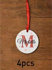 Custom Initial Christmas Ornament, Personalized Name Tree Decor, Festive Poinsettia Letter Design, Customized Holiday Hanging Decoration, Customizable Name Ornament, Christmas Tree Decor, Family Holiday Gift, Xmas Party Decor, Christmas Decoration - Style a - View 17