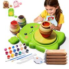Mini Pottery Wheel Kit For Beginners And Kids, Electric Ceramic Wheel With Pedal And Painting Kit, Adjustable Speed, DIY Rotating Tools - Green - View 1