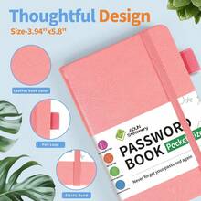 1/2pcs PU Material Password Notebook, With Letter Index Tabs, Includes Password Record Book And Login Log, Compact And Portable, With Pen Loop And Elastic Band, Suitable For Home, Office Or Travel Account Password Organization - Multiple Styles - View 2