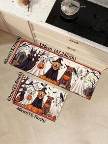 1/2pcs Halloween Doormat, Pumpkin Pattern, Autumn Vintage Diatomaceous Earth Mat, Super Absorbent, Non-Slip, Perfect For Bathroom, Kitchen And Dining Room, Quick Dry, Machine Washable, Perfect Gift For Home Decor And Bathroom Mat, Halloween Holiday Gift! - Multicolor - View 17