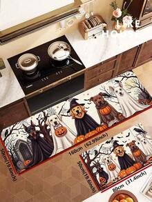 1/2pcs Halloween Doormat, Pumpkin Pattern, Autumn Vintage Diatomaceous Earth Mat, Super Absorbent, Non-Slip, Perfect For Bathroom, Kitchen And Dining Room, Quick Dry, Machine Washable, Perfect Gift For Home Decor And Bathroom Mat, Halloween Holiday Gift! - Multicolor - View 16