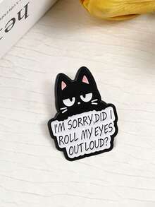 1pc Black Cat Enamel Brooch With Humorous Slogan, Cartoon Kitten Metal Pin, Suitable For Backpack, Jacket, Clothing Decoration - Multicolor - View 8