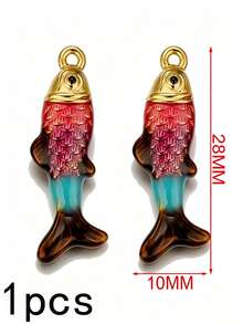 1 buah Liontin Ikan Enamel Gaya Laut Bohemian untuk Pembuatan Perhiasan, Liontin Ikan Warna-warni Stainless Steel untuk Perlengkapan Kalung dan Anting DIY - Liontin ikan - View 15