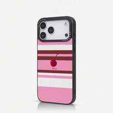 1pc Minimalist Striped Cherry Pattern Phone Case, Compatible With Phone 16 Pro Max, 15 Pro Max, 14 Pro Max, Korean-Style High-End Fashion Fun Phone Case, Shockproof Anti-Drop Frame, 2-In-1 Hard Shell Back Cover, Compatible With 17/18/17Pro/17Promax/11/12/13/14/15/16 Pro Max Plus, Elegant Design Suitable For Men And Women, Perfect Gift For Girlfriend On Christmas, Valentine's Day, Easter, Wedding Season And Birthday! - Multicolor - View 2