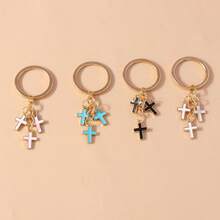 4pcs Mini Triple Cross Keychain, Gold Enamel Cross Pendant Key Ring, Religious Faith Charm, Suitable For Keys, Backpacks, Handbags, Gifts - Multicolor - View 2