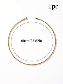 1pc/2pcs/3pcs Fashion Street Simple Style Stainless Steel Men's Chain - Yellow Gold - View 12