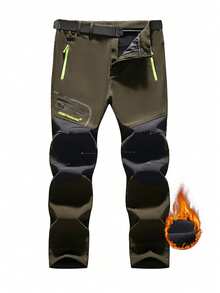 Men's Autumn/Winter Outdoor Sports Hiking Straight Leg Thermal Lined Pants,Fleece,Skiing - Army Green - View 1