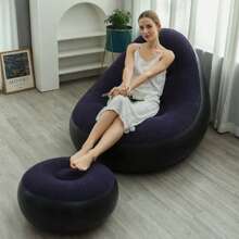 Inflatable Chair With Footstool, Adult Flocked Inflatable Sofa, Comfortable Inflatable Air Cushion Chair, Waterproof Portable Inflatable Sofa, Camping Inflatable Sofa - Chair - View 13