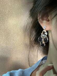 1 Pair Fashionable Elegant Transparent Water Drop Tassel Earrings Suitable For Women's Daily Wear And Gatherings - Clear - View 5