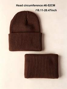 1/2PCS Kids Unisex Autumn/Winter Warm Knitted Vertical Striped Solid Color Pattern Versatile Hat & Scarf 2 Pieces Set Knitted Beanie - Vertical Stripes - View 25