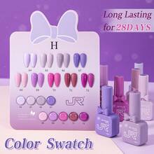 JR 126色凝膠指甲油 15ml 9件組 蝴蝶結與緞帶填充瓶 浸泡式脫卸 UV LED 女孩禮物 - 彩色 - 查看 7