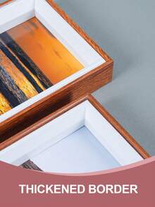 1pc Dual-Color Wood Grain Photo Frame, Desktop & Wall-Mounted Dual-Use Picture Frame, Rustic Home Memory Photo Display Frame, Bedroom Living Room Apartment Dorm Aesthetic Home Decor, Housewarming Birthday Gift - Brown - View 12