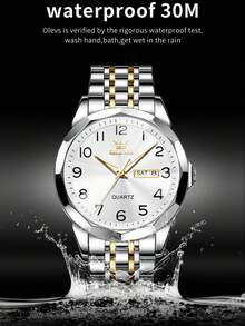 OLEVS 9970 Man Watch Fashion Rhombus Mirror Digital Dial Auto Date Week Waterproof Luminous Original Luxury Quartz Watch For Men - One Size Fits All - View 4