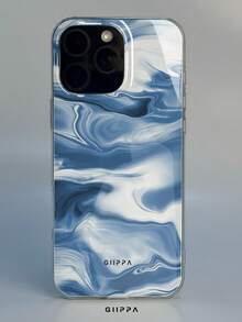 GIIPPA 1件 藍色漸層液態大理石流體圖案設計手機殼，適用於 Phone 17 Pro Max，兼容 Phone 16 Pro Max、15 Pro Max、14 Pro Max，韓系高端時尚趣味手機殼，適合 11/12/13/14/15/16 Pro Max Plus，男女皆宜的優雅設計，聖誕節、情人節、復活節、婚禮季和生日送給女友的完美禮物！ - 藍色 - 查看 5