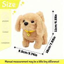 TOYSporael 2PCS Interactive Walking Electronic Toy Dogs With Leash, Bell Collar & Accessories, Barking Wagging Plush Pet Toys For Kids Gifts - Khaki - View 5