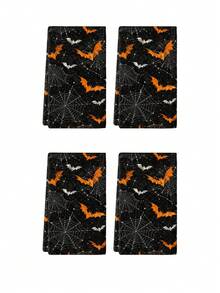 2pcs/4pcs Halloween Bat Spider Web Towels, Orange & White Vintage Distressed Print, Soft Absorbent Microfiber, Bathroom Kitchen Holiday Decor Gift - Multicolor - View 10