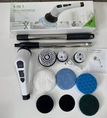IAGREEA Electric Cleaning Brush Set, Electric Rotating Cleaning Brush, Kitchen Deep Cleaning Brush Set - Multi-Functional Silicone Bristle Cleaning Brush, Ergonomic Handle And Compact Design, Gentle And Efficient Cleaning Tool, 1500mAh Battery - Black and White - View 2
