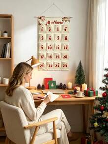 Customized Text Christmas Advent Calendar - 24-Slot Countdown Reusable Hanging Pockets, Perfect Holiday Gift And Decoration - Multicolor - View 5