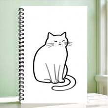 1pc A5 Spiral Notebook With Lazy Cat Line Drawing Pattern, Minimalist Ins Style Student Writing Notebook, School Supplies, Office Note-Taking Essential, Back To School Must-Have - A - View 9