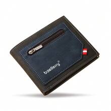 Baellerry Men's Short PU Wallet Business Colorblock Zipper Coin Purse Multi-Card Slot Wallet - Multicolor - View 9