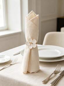 1-8pcs French White Flower Napkin Rings, Premium Metal Napkin Buckles For Wedding, Birthday Banquet Table Decor, Suitable For Home Decor, Party Decor, Holidays, Parties, Gatherings, Birthdays, Gifts, Dinner, Outdoor - Multicolor - View 7