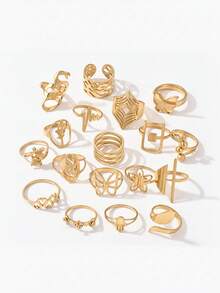 Vandermere 24pcs/Set Gold Color Geometric Hollowed Out Stainless Steel Flower Pattern - Yellow Gold - View 7