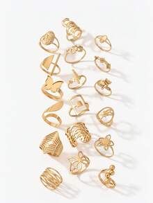 Vandermere 24pcs/Set Gold Color Geometric Hollowed Out Stainless Steel Flower Pattern - Yellow Gold - View 2