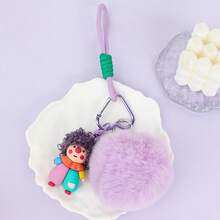1pc Cute Keychain, Cartoon Fluffy Bag Charm, Adorable Women's Bag Pendant, Car Key Ring Charm, Suitable For Backpack, Handbag, Tote Bag, Key Decoration, Birthday Gift, Friend Small Gift And Daily Accessory - Multicolor - View 11