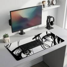 Bộ lót chuột gaming và thảm bàn phím họa tiết mắt đen trắng vẽ nét, siêu dài, đế cao su chống trượt bền bỉ, bề mặt trơn mịn, phù hợp cho máy tính laptop văn phòng tại nhà, trang trí trừu tượng, đồ dùng tựu trường - A - Xem 5