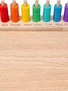 Wooden Rainbow Collar Stacking Toy, Colorful Circular Column Classification Stacking Toy, Children's Color Cognition Early Education Puzzle Teaching Tool - Multicolor - View 5
