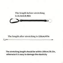 Elastic Spring Coil Keychain, Built-In Steel Wire Material, Equipped With Carabiner And Round Ring, 15 Lbs Load Capacity, Retractable Wrist Strap, Anti-Loss And Anti-Drop, Suitable For Outdoor Travel, Fishing, Camping, Daily Key And Small Item Storage, Outdoor Commuting And Travel Accessory - Black - View 4