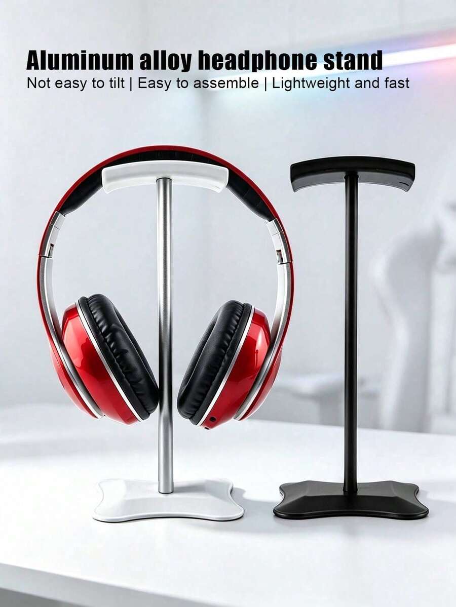 Lightweight Aluminum Alloy Headphone Stand, Easy Assembly Non-Slip Stable Base Headphone Holder, Minimalist Desktop Storage Rack, Suitable For Home Office And Gaming Scenarios - View 1