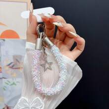 Plush Fuzzy Phone Wrist Strap With Star Pendant, Soft Fluffy Anti‑Lost Phone Lanyard With Patch, Multi‑Color Cute Phone Charm Wristband For Phone Case - Multicolor - View 8