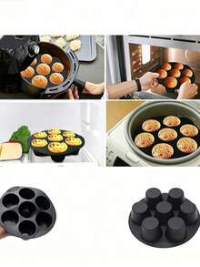1/2pcs 7-Cup Silicone Muffin Mold, Non-Stick Cupcake Baking Tray Suitable For Air Fryer, Microwave, Kitchen Accessories - Multicolor - View 8