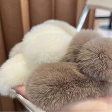 Women's Large Faux Fur Hair Claw Clip, 5.1 Inch Winter Fluffy Plush Hair Clip, Non-Slip Strong Grip Fuzzy Large Opening Clip, Suitable For Thick Long Hair (Cream/Milk Tea Color) - Multicolor - View 7