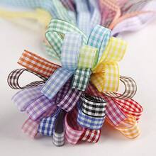 1pc Plaid Ribbon, Black And White Red Color Ribbon, HandmadeBow Gift Bag, Weave Ribbon, Clothing Decoration, Twine Crafts Gift Party Decor Wrapping Holiday Webbing Party Decor (1cm/50Yard) - Multiple Styles - View 5
