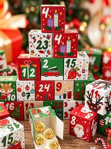 24/12/1pc Christmas Gift Box DIY Advent Calendar Box 2027 Edition, 24-Day Countdown Calendar Gift, Adult Christmas Cardboard Numbered Box, Customizable Fillable Advent Calendar Box, Christmas Gift Decoration, Christmas Stocking Filler Gift - Multiple Styles - View 1