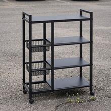 Super life A Kitchen Storage Rack With Wire Baskets-A Multifunctional, Mobile Wire-Basket Storage Unit Featuring A Vertical Design, Suitable For Organizing And Storing Kitchen Vegetables And Utensils. A Great Gift For Christmas Or Halloween. - Black - View 9