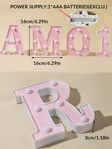 1pc 16cm/6.3in Pink Letter Light, Battery Powered LED Letter Light, Number Light Board, Suitable For Children's Room Decoration, Wedding, Birthday Party Decoration Light, Home And Room Decoration Letter Light, Christmas Halloween Decoration Letter Light - Pink - View 10