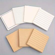 Minimalist Sticky Notes Student Grid Blank Inner Page Memo Reminder Annotation Note Pad, Khaki/White, Self-Adhesive Memo Pad, Portable Marker Writing Notepad, Portable Notebook Suitable For Office, Home, - one-size - View 2