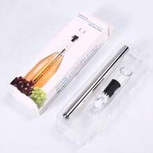 1Pc Stainless Steel Drink Chilling Stick With Black Handle, Reusable Beverage Cooling Accessory, Elegant Stylish Bar Tool, Great Celebration & Holiday Gift - View 4