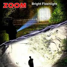 Mini Zoomable Super Bright Rechargeable Flashlight - 1pc/2pcs Set With USB Cable, Suitable For Power Outages, Outdoor Camping And Emergency Situations - Black - View 7