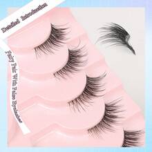 10 Pairs Half Lash False Eyelashes, Faux Mink Material, Transparent Lash Root, Natural Fluffy, Makeup Tool, Extended Strip Eyelashes - Black - View 4