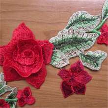 1件裝花卉刺繡縫製貼布，DIY服飾牛仔褲夾克包包服裝裝飾貼花 - C 紅色 - 查看 5