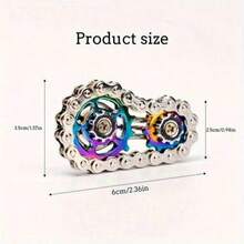 Metal Bicycle Chain Gear, Rainbow Electroplated Sprocket Fingertip Chain Toy, Adult And Teen Stress Relief Fingertip Toy, Silent Smooth Rotating Anti-Anxiety Desktop Fingertip Gift, For Male Friends - View 7