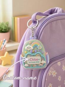 Custom Bow Acrylic Keychain, Children's Back To School Backpack Tag, Personalized Name And Contact Information, Cute Backpack Charm - Multicolor - View 10