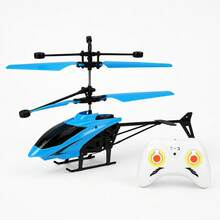 Blue Remote Control Helicopter With Infrared Induction, Easy To Use, Kids' Toy, Gift In Box - Blue - View 3