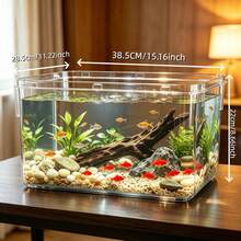 Transparent Plastic Fish Tank Aquarium, Thick Material Unbreakable, Mini Betta Fish Habitat, Desktop Water Landscape Tank, Perfect For Living Room Desktop Decoration Or Office - View 5