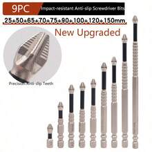9pcs Impact-Resistant Non-Slip Screwdriver Bit Set, High Impact Resistance Anti-Breakage, Textured Non-Slip Design Ensures Firm Grip, Wear-Resistant And Durable, Suitable For Home Repair, Electronic Products And Furniture Assembly - Multiple Styles - View 12